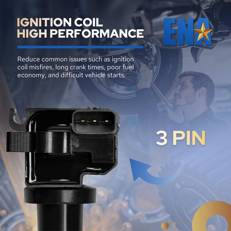 ENA Set of 2 Ignition Coil Pack Compatible with Hyundai Kia 2001-2006 Santa Fe Magentis Optima, 1999 2000 2001 2002 2003 2004 2005 Sonata 2.4L L4 Coils Replacement for UF285 2730138020 5C1155 - Image 4